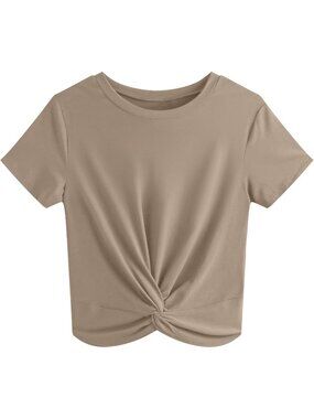 Women's T Shirt Camel Summer Causal Short Sleeves Blouse Round Neck Crop Tops